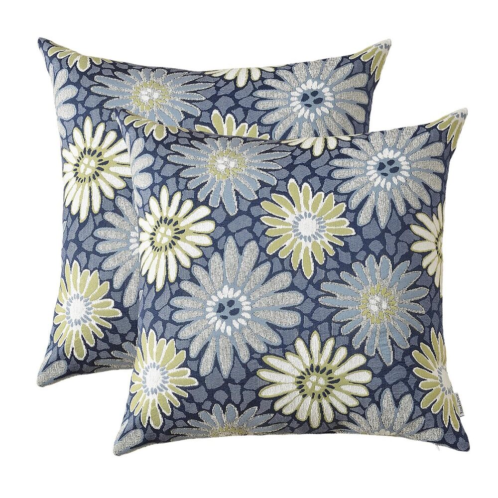 9289 Jacquard Floral Decorative Throw Pillow Covers for Couch Set of 2
